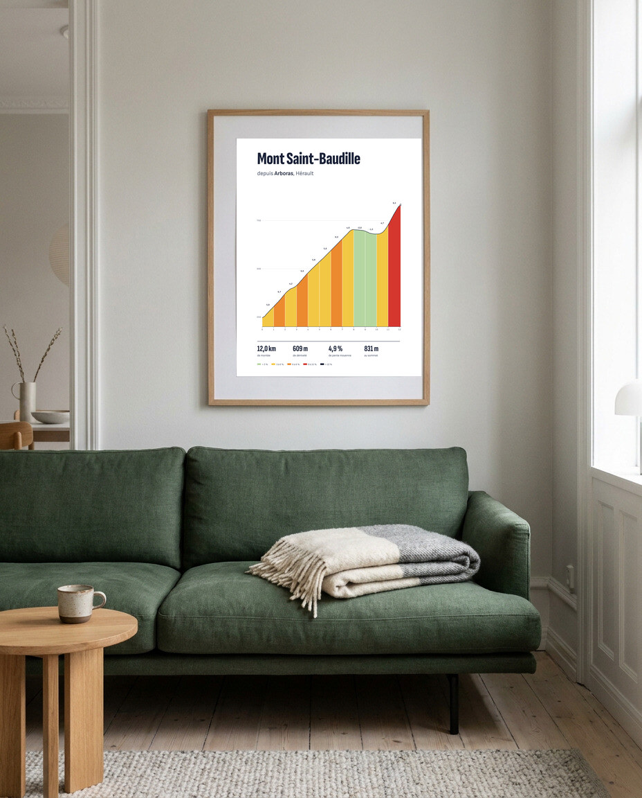 Affiche Mont Saint-Baudille depuis Arboras encadrée dans un salon